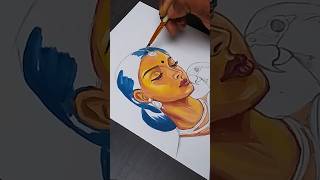 Portrait drawing with poster colour #painting #drawingshorts #girldrawing