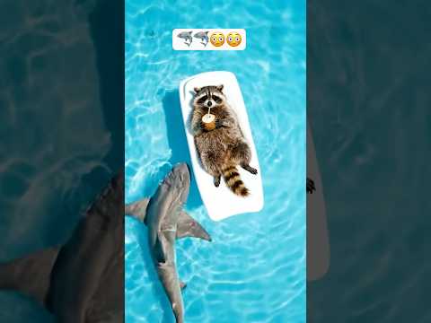 🦝 Raccoon CHILLS While SHARK Circles Below! 😱 #shorts