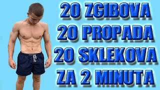 20 Pull Ups, 20 Dips, 20 Push Ups in 2 Minutes
