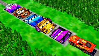 🌈 Lightning McQueen VS Amazing PIXAR CARS PIT VS Big & Small Long Pixar Cars - BeamNG.drive