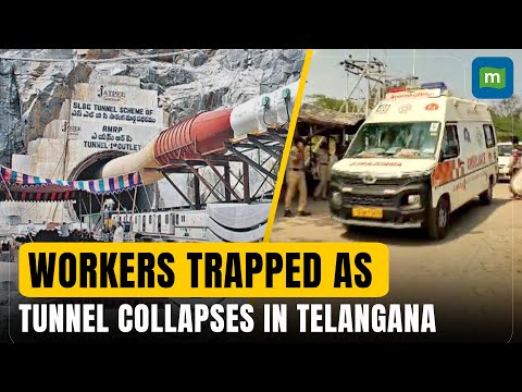 Telangana - Workers Feared Trapped As Tunnel Collapses