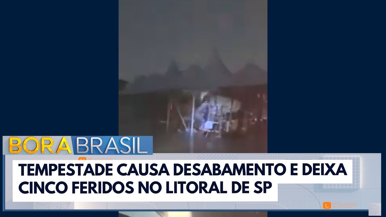 Tempestade causa desabamento e deixa cinco feridos em Peruíbe SP