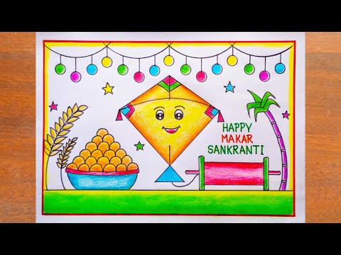 Makar Sankranti Drawing Easy / How to Draw Makar Sankranti Drawing / Happy Makar Sankranti Drawing