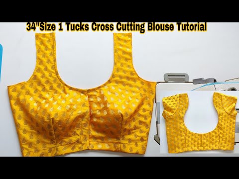 Perfect Kross Cut Blouse Cutting & Stitching| 34"साईझ 1टक्स ब्लाऊज Simple तरिके से बनाने का tutorial