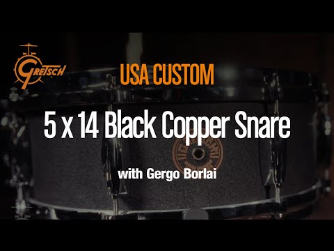 GRETSCH USA Black Copper Snare Drum 5 x 14″ played by Gergo Borlai