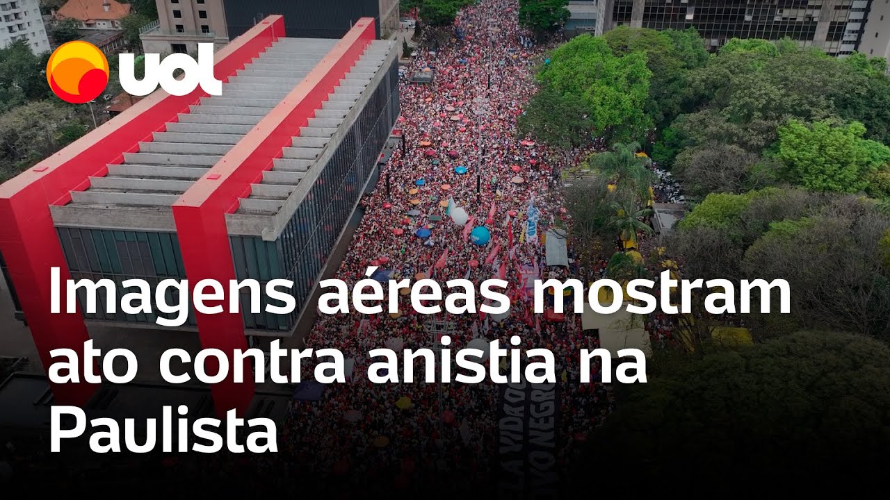 Ato contra anistia e PEC da Blindagem veja imagens aéreas dos manifestantes na Paulista em SP