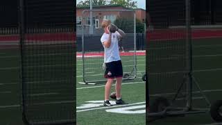 Four-star 2027 QB and Ohio State commit Brady Edmunds warms up at a Buckeye recruiting camp