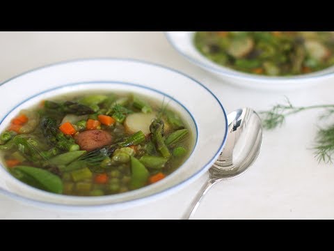 Spring Pea Soup with Potatoes and Asparagus- Healthy Appetite with Shira Boca