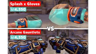 New SPLASH X GLOVES vs ARCANE GAUNTLETS (Valorant Best Knife Skin)