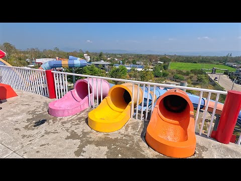 Racing Alone 😭 on the Water Slide at Tube Trek Waterpark 🇹🇭