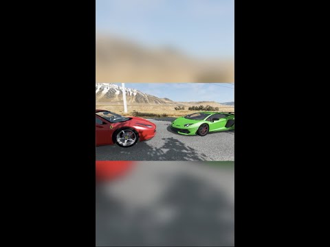 Ferrari F12 berlinetta vs Lamborghini Aventador SVJ crashes BeamNG.drive