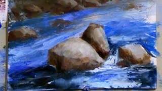 How to Paint Rocks with Acrylics-  Techniques of halftone and transitional tones.