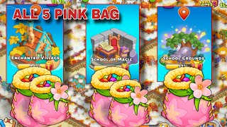 5 Pink Bags On Enchanted Village, School Of Magic, School Grounds, Family Island | Sep 2025
