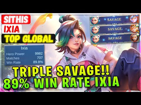 TRIPLE SAVAGE!! 89% Win Rate Ixia [ Top Global Ixia ] Sithis - Mobile Legends Emblem And Build