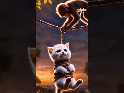 “बेचारी बिल्ली की दर्दनाक कहानी 😿 | एक बंदर बना हीरो 🐒#shorts #youtubeshorts #cat