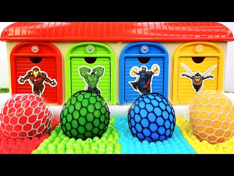 Oddly Satisfying ASMR Garage l How I Made Rainbow Candy & Super Heroes with Squishy Balls ASMR