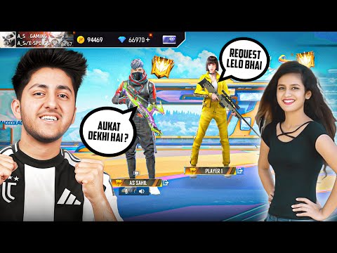 Pro Girl Call Me Noob😡आजा 1 vs 2 में !! 🔥 घमंडी लड़की She Kicked Me - Garena Free Fire