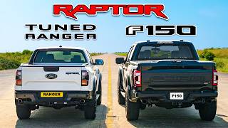 720마력 F-150 랩터 R vs 튜닝된 레인저 랩터 - 드래그 레이스!