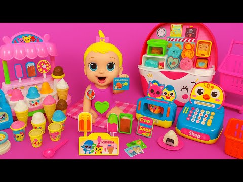 9 Minutes Satisfying Unboxing Pinkfong Ice Cream Store Cash Register, Mini Store Toys ASMR 💞 Boby