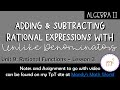 Adding and Subtracting Rational Expressions in Algebra 2