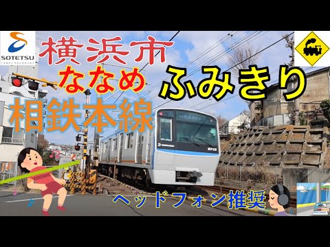 【踏切】相鉄本線のななめ踏切！東急の車両も走る姿が魅力的｜横浜市　Railway crossing Sotetsu LINE(Kanagawa japan)