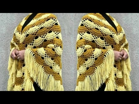 شال كروشيه مثلث رائع ومميز وسهل/crochet shawl