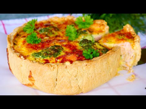 Заливной Пирог По-Французски с сёмгой и брокколи