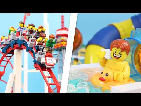 LEGO Water Slides🤽‍♂️| Rollercoaster🎢 LEGO Theme Park & LEGO Swimming Pool Summer Compilation