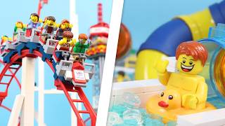 LEGO Water Slides🤽‍♂️| Rollercoaster🎢 LEGO Theme Park & LEGO Swimming Pool Summer Compilation