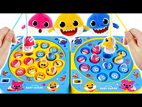 Pinkfong & BabyShark Melody mini Fishing game! Let's go catch fish with Shark Family~! | PinkyPopTOY