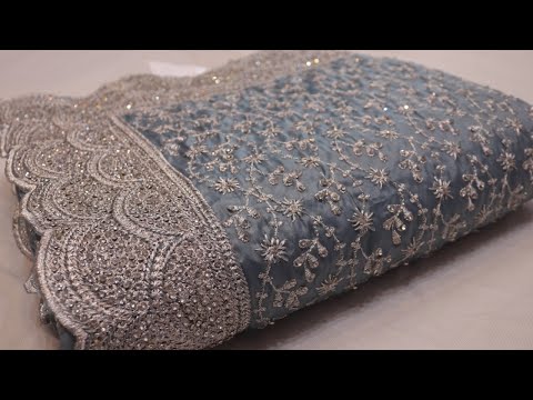 ARNG-3452 “The French Gray” Vol 2 Premium Designer Saree||Barbari Fabric||Crystals||Zari