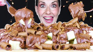 NUTELLA, BANANA & WAFER CHOCOLATE DESSERT 🍨🍫 | No Talking | ASMR Mukbang - 먹방 | Real Eating Sounds