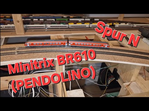 BR610 (PENDOLINO) Testfahrt / Zubehör zur Reinigung der Anlage / Rabatte für die Bäume / Spur N