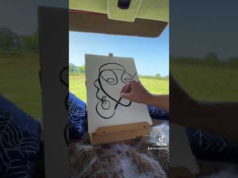 Painting a one line portrait in my van #shorts #oneline #art