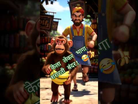 केले के पीछे भागा बंदर – हंसी का धमाका! 🍌🐒😂 #FunnyMonkey #BananaChor #KidsStory #BachchonKiKahani