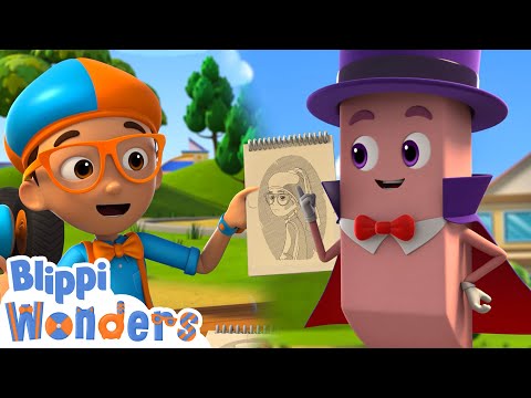 Blippi draws and meets Ernie the Eraser  ! | Blippi Wonders Educational Videos for Kids