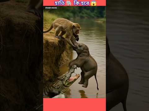 বাঁদর পারবে হাতিকে কুমিরের হাত থেকে বাঁচাতে 😱 #ai #AnimalLove #shorts