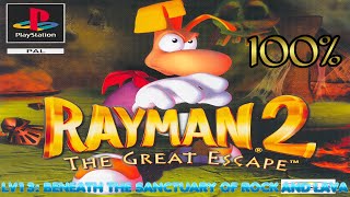Beneath the Sanctuary of Rock and Lava 100% - Rayman 2: The Great Escape [PS1] LV 13 - Walkthrough🔴