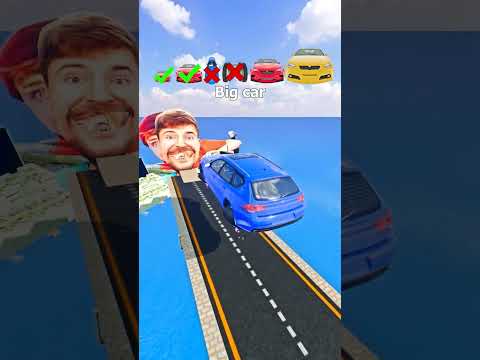 Big & Small Cars Jumping into Mr.Beast's Open Mouth