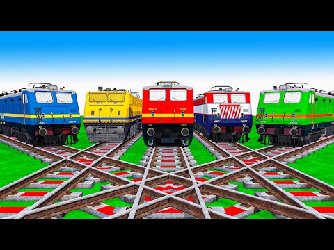 【踏切アニメ】あぶない電車 TRAIN Climbing Pynamid 5 Color 🚦 Fumikiri 3D Railroad Crossing Animation #1million