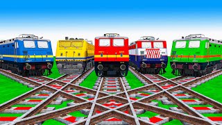 【踏切アニメ】あぶない電車 TRAIN Climbing Pynamid 5 Color 🚦 Fumikiri 3D Railroad Crossing Animation #1million