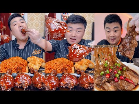 Eating Chicken legs, turkey noodles, chaoyangliujiazi sweet potato, Layer Cake | Mukbang Chinese