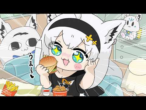 【手描き】フブちゃんのクセつよめハンバーガーの食べ方！【白上フブキ/ホロナルド/ホロライブ切り抜き漫画】