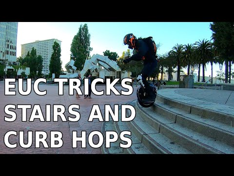 Basic Electric Unicycle Tricks vol 1 - Stairs and curb jumps