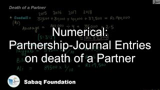 Numerical: Partnership-Journal Entries on death of a Partner