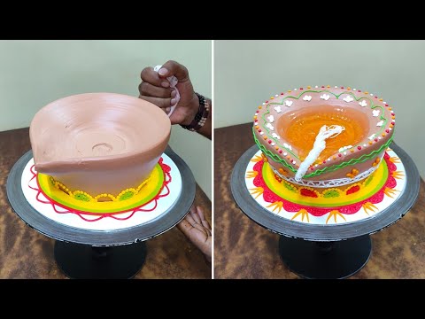 2024 Diwali Special Cake Design | Diya Shape Cake | Diwali Theme Cake Ideas | Rangoli Cake Recipe