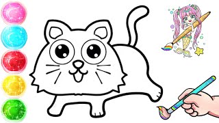 A Cat Drawing Step By Step | A Kitten Drawing & Coloring for Kids #kids #art #baby #cat #kitten