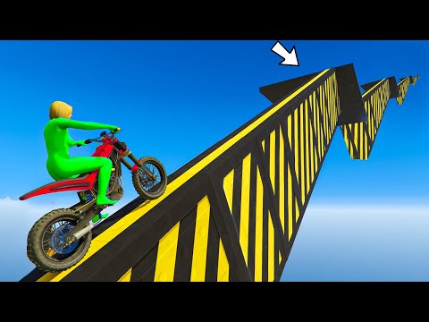 Jumping ON a Red Motocycle, Parkour Difficult Section Challenge GTA Online