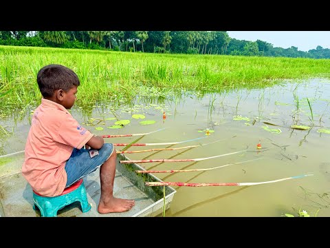 Unbelievable Technique Fishing 💥💥|| Smart Boy Catching Fish By Bamboo Hook In The Village Bill😍