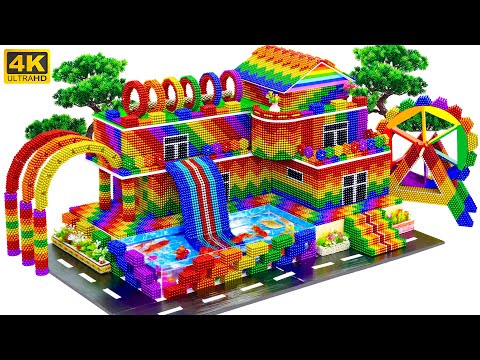 DIY - How To Build Amazing Water Park Villa With Super Fun Slide From Magnetic Balls (Satisfying)